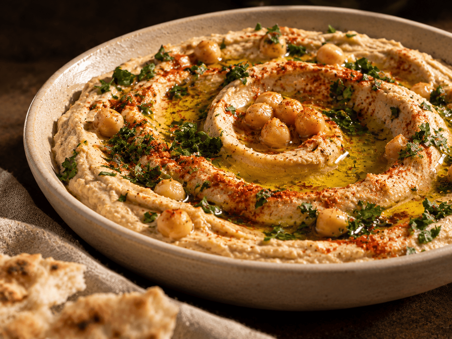 Houmous crémeux à l'huile d'olive